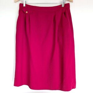 Vintage Liz Claiborne Red Midi Skirt with Nautical Ship Button Details